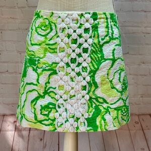 Lilly Pulitzer Mini Skirt Tate Heartbreakers Green White Vertical Lace S 4